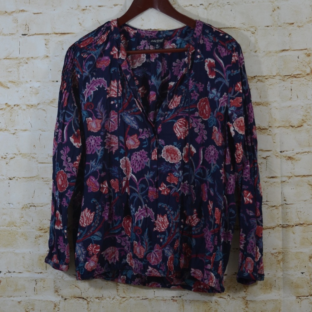 Lucky Brand  Sz Medium Floral Popover Top